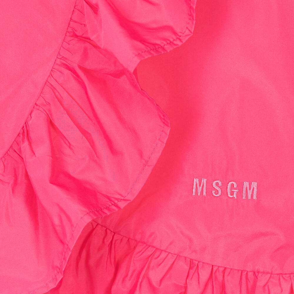 MSGM-Girls Pink Ruffle Taffeta Dress | Childrensalon Outlet