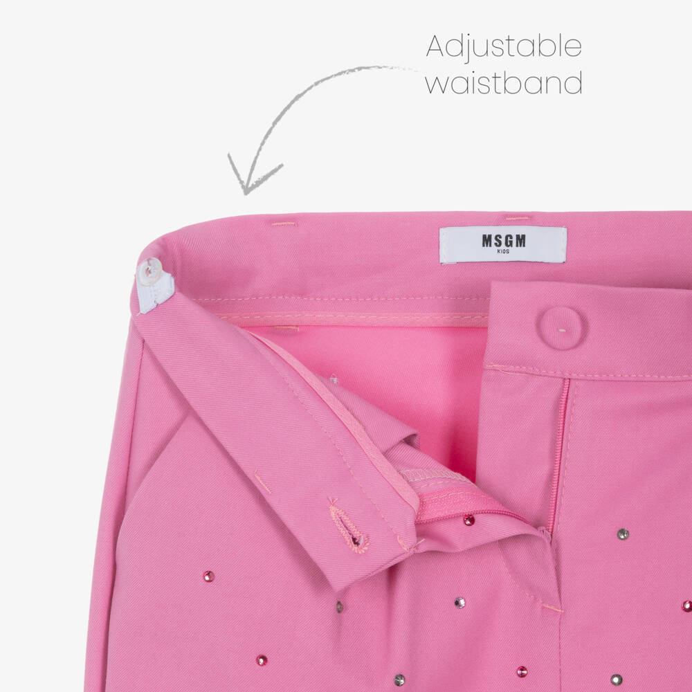 MSGM-Girls Pink Sparkle Viscose Trousers | Childrensalon Outlet