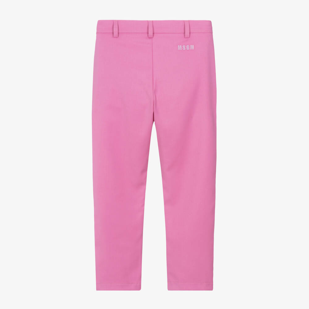 MSGM-Girls Pink Sparkle Viscose Trousers | Childrensalon Outlet