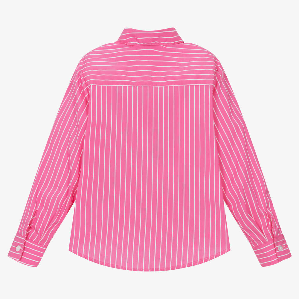 MSGM-Girls Pink Stripe Butterfly Shirt | Childrensalon Outlet