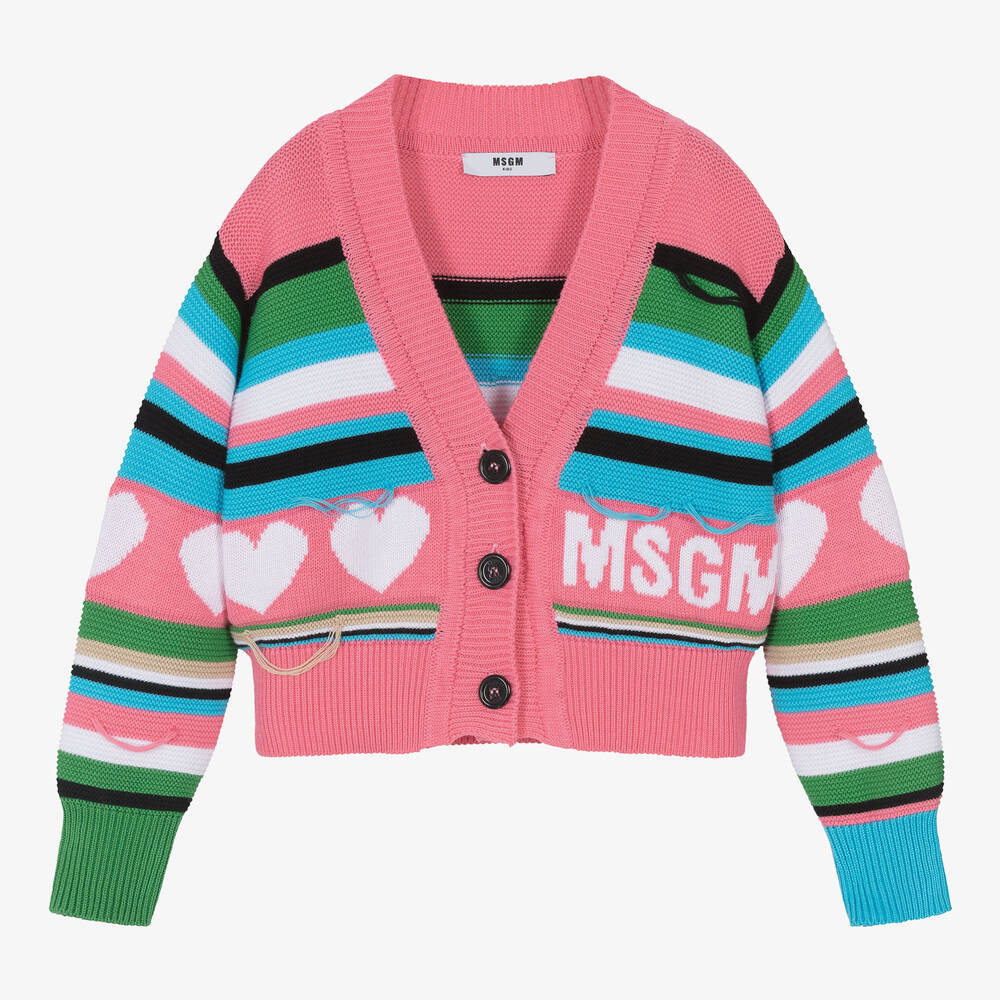 MSGM - Розовый кардиган в полоску | Childrensalon