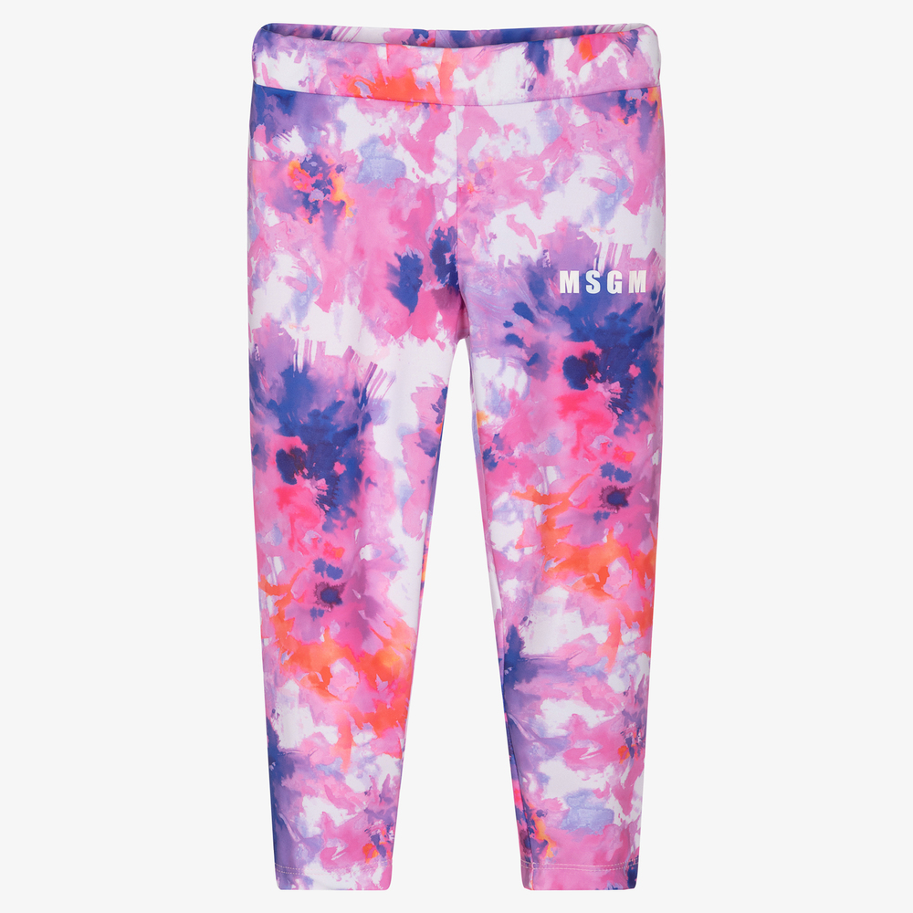 MSGM - Girls Pink Tie Dye Leggings | Childrensalon