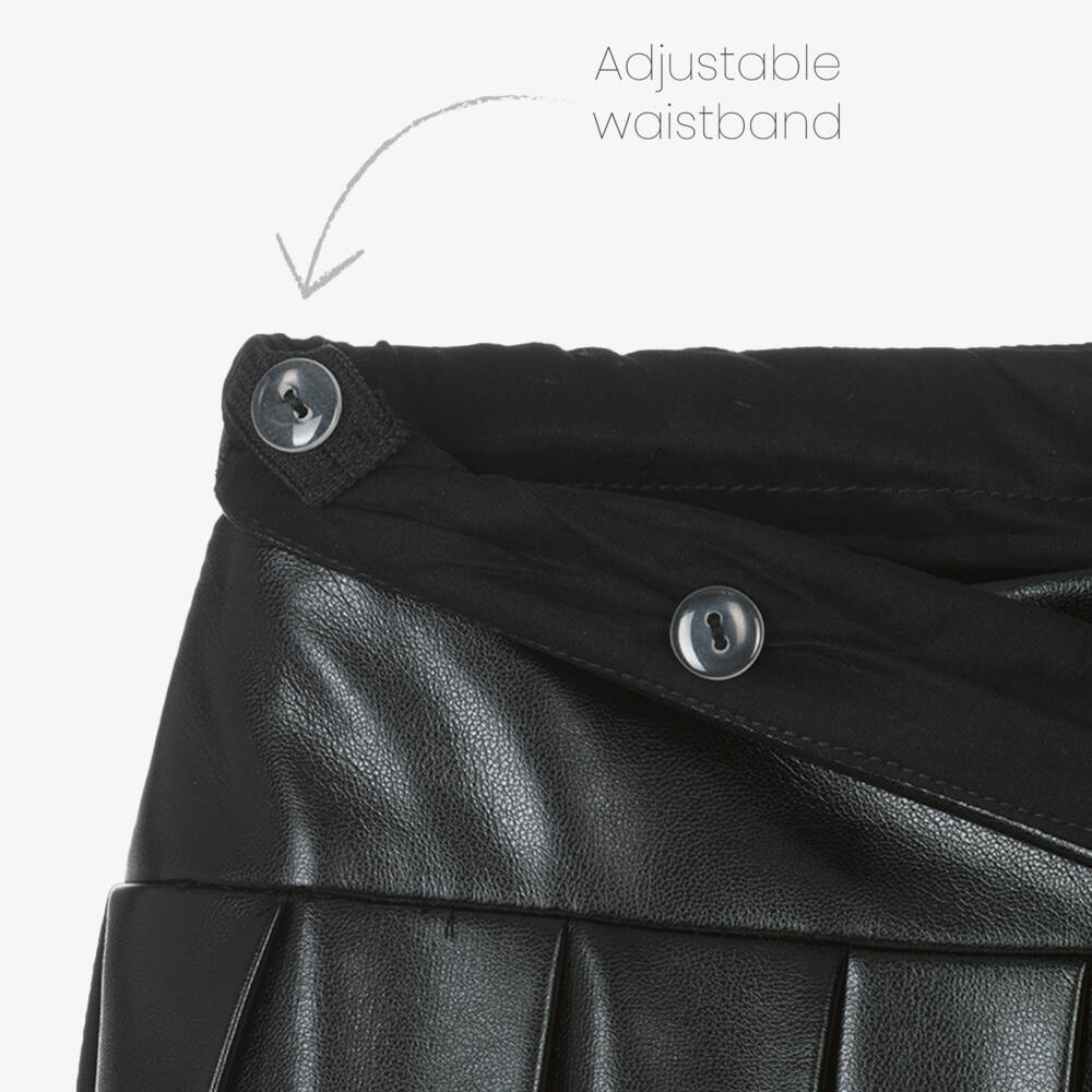 MSGM-Girls Pleated Black Faux Leather Skirt | Childrensalon Outlet