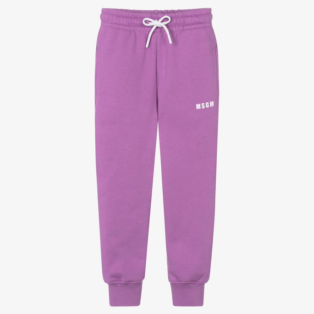 MSGM-Girls Purple Cotton Joggers | Childrensalon Outlet
