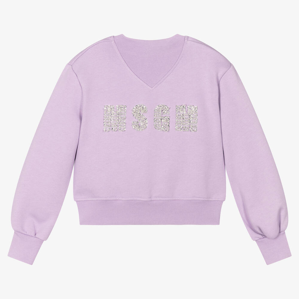 MSGM - Girls Purple Logo Sweatshirt | Childrensalon