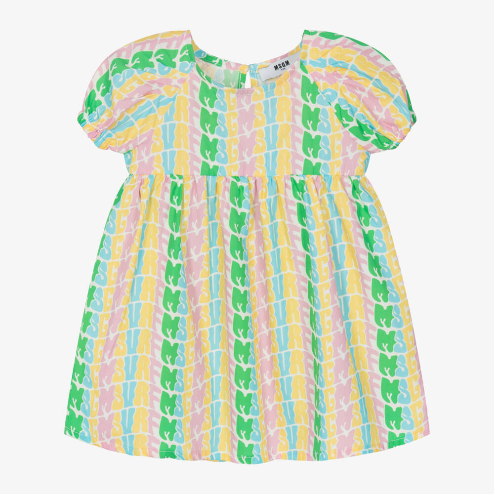 MSGM-فستان قطني بنقشة قوس قزح للبنات | Childrensalon Outlet