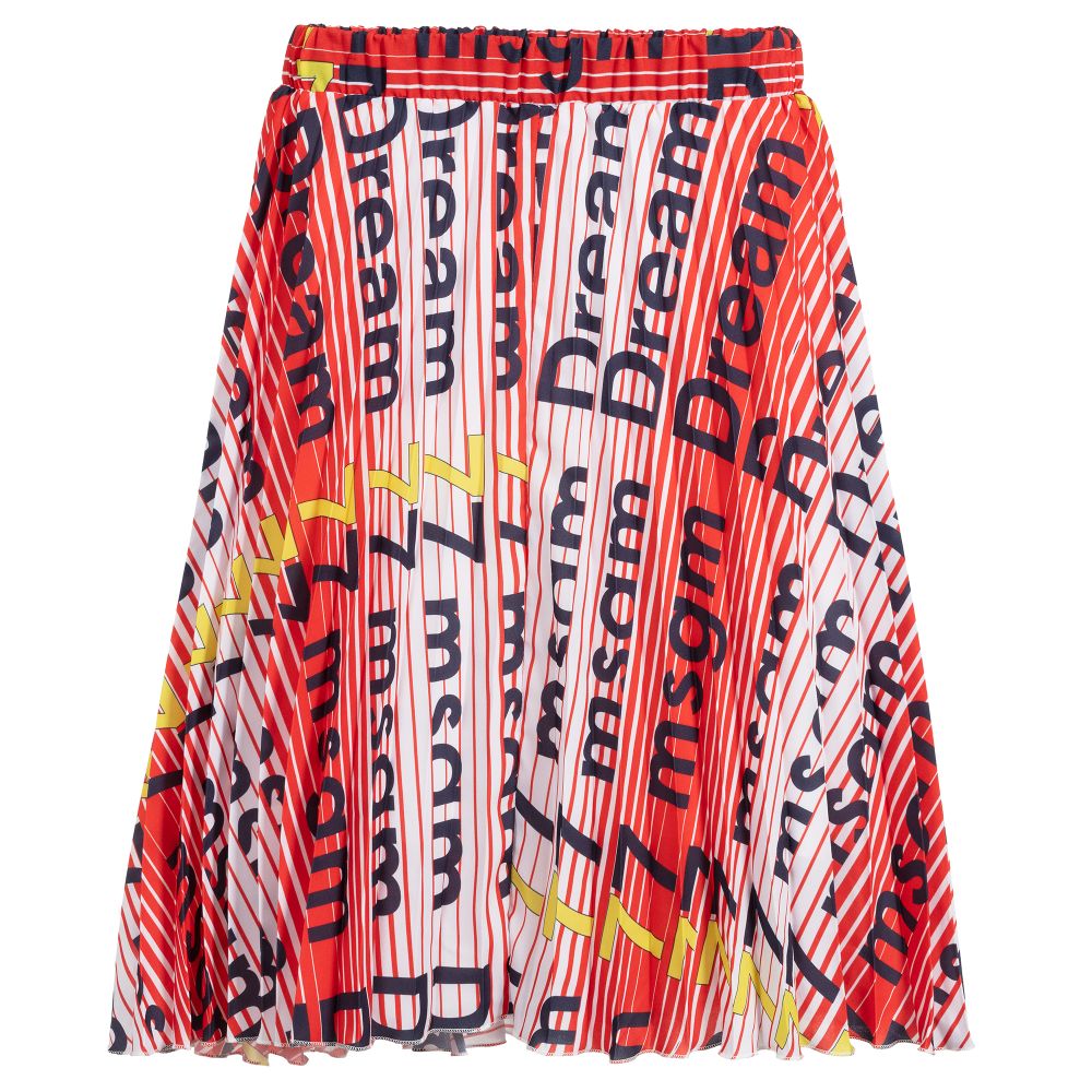 MSGM-Girls Red Pleated Skirt | Childrensalon Outlet