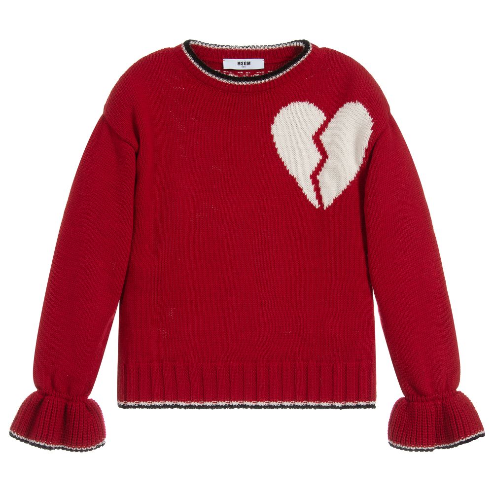 MSGM - Girls Red Wool Blend Sweater | Childrensalon