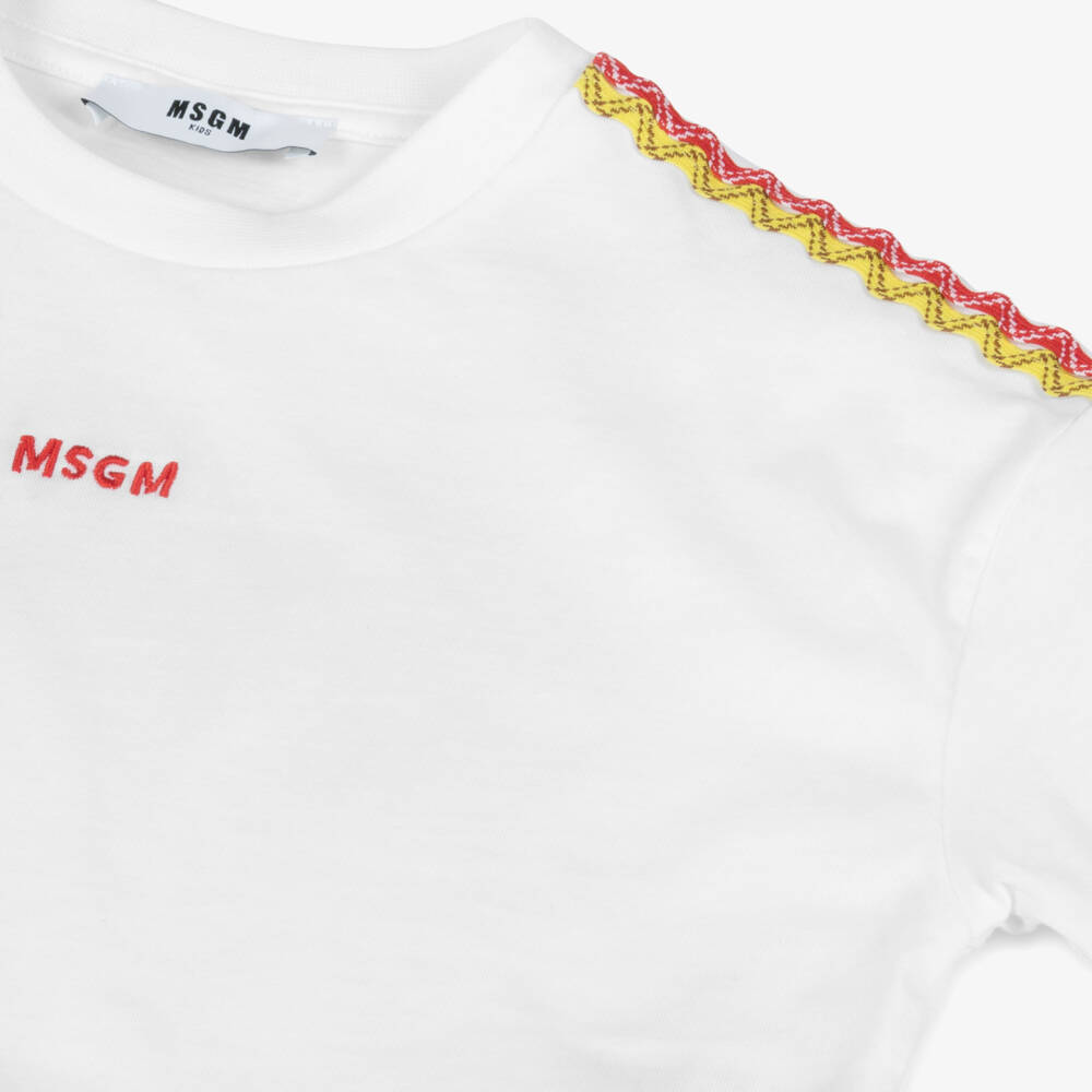 MSGM-Футболка из белого хлопка свободного кроя для девочек | Childrensalon Outlet