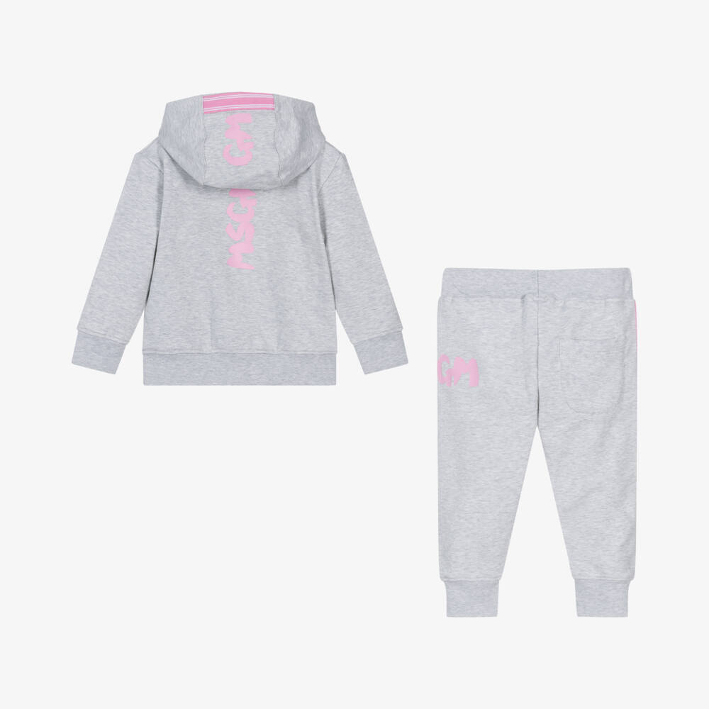 MSGM-Girls Ruffled Grey Hoodie Set | Childrensalon Outlet
