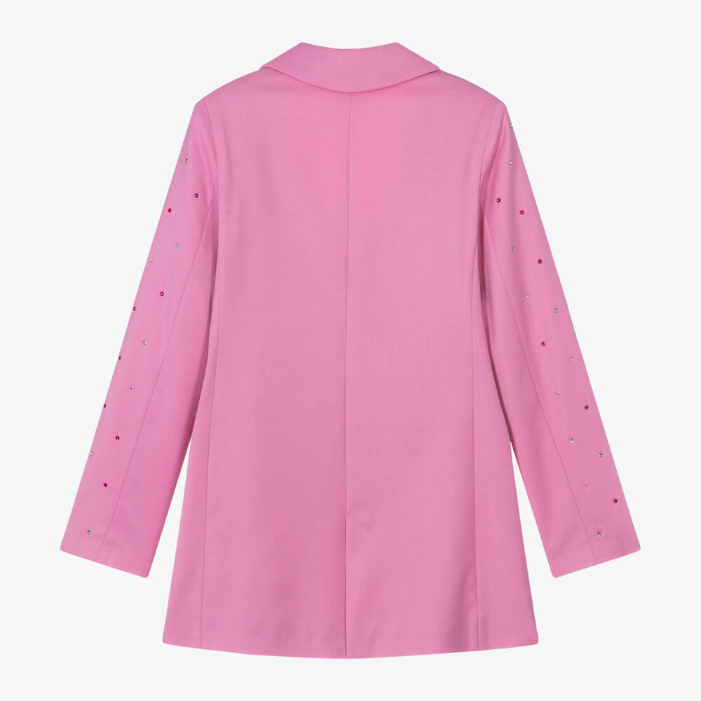 MSGM-Girls Shimmering Pink Twill Blazer | Childrensalon Outlet