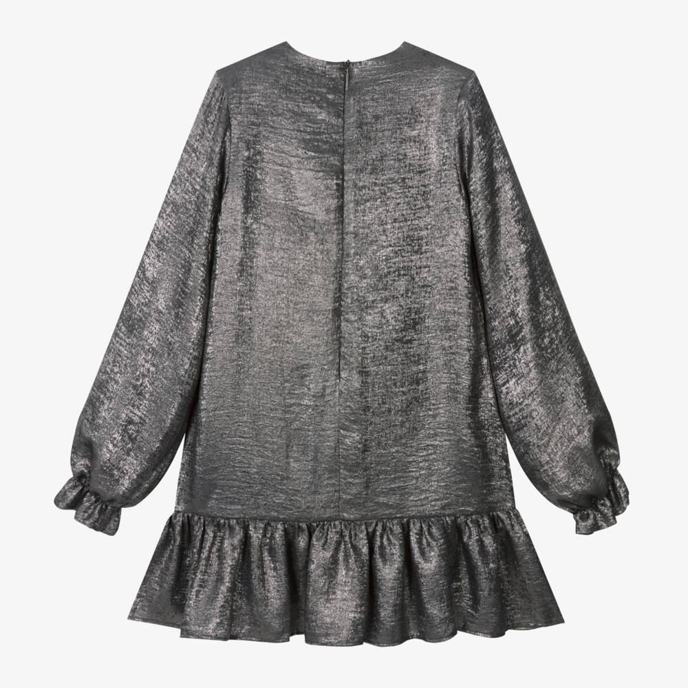 MSGM-Girls Shimmering Silver Party Dress | Childrensalon Outlet