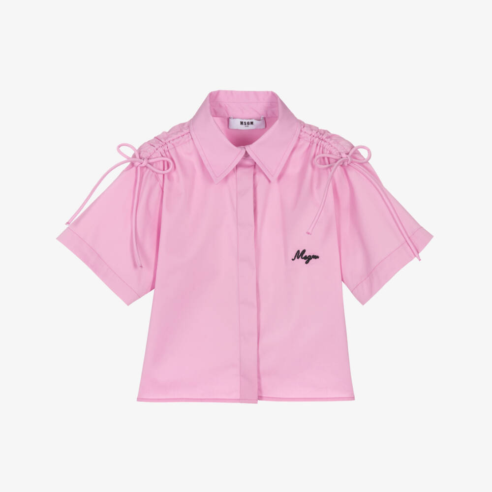 MSGM-Мягкая розовая хлопковая блузка для девочек | Childrensalon Outlet
