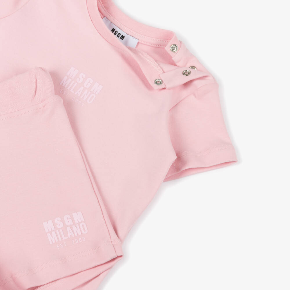 MSGM-Girls Soft Pink Cotton Ensemble | Childrensalon Outlet