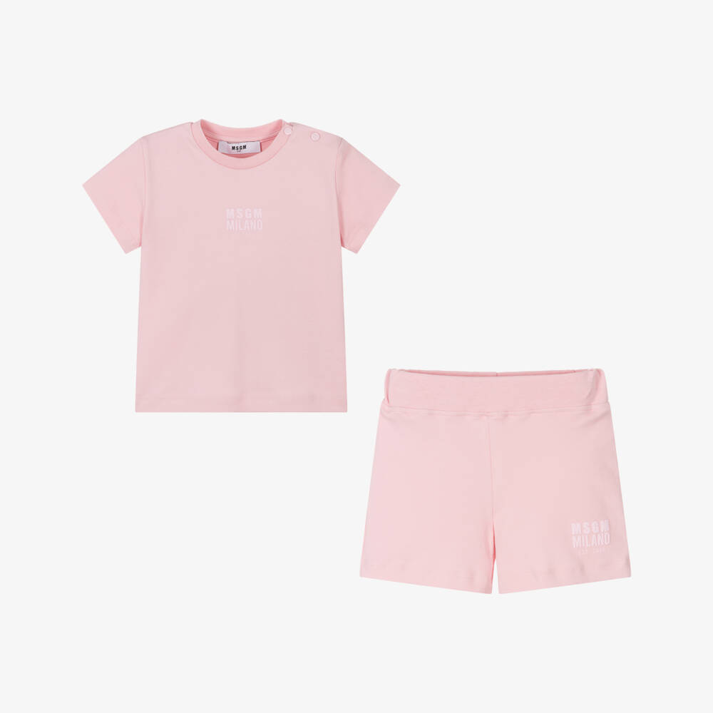 MSGM-Girls Soft Pink Cotton Ensemble | Childrensalon Outlet