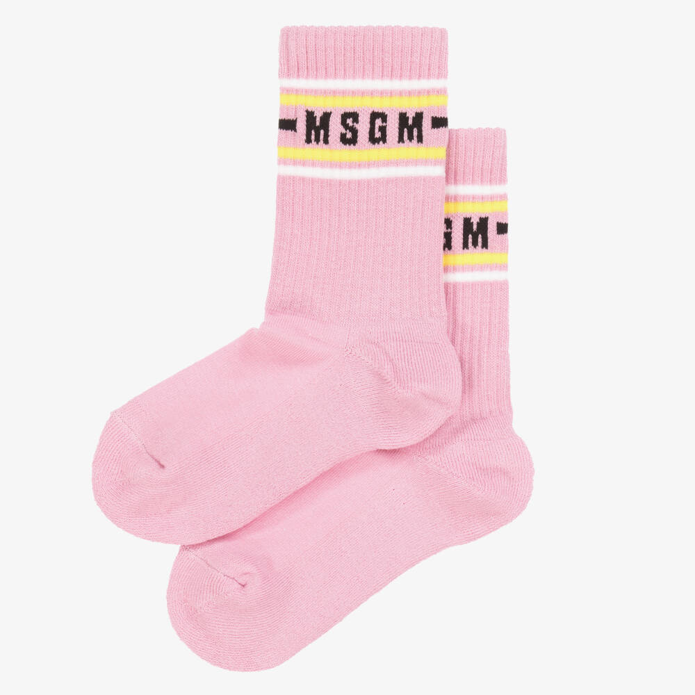 MSGM-Girls' Soft Pink Logo Socks | Childrensalon Outlet