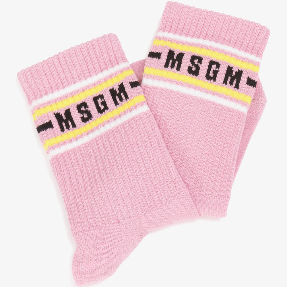 MSGM-Girls' Soft Pink Logo Socks | Childrensalon Outlet