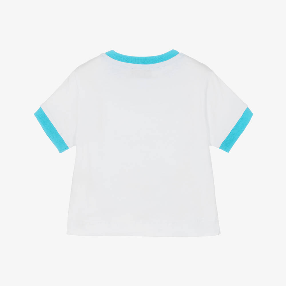 MSGM-Girls Soft White Cotton Logo Tee | Childrensalon Outlet