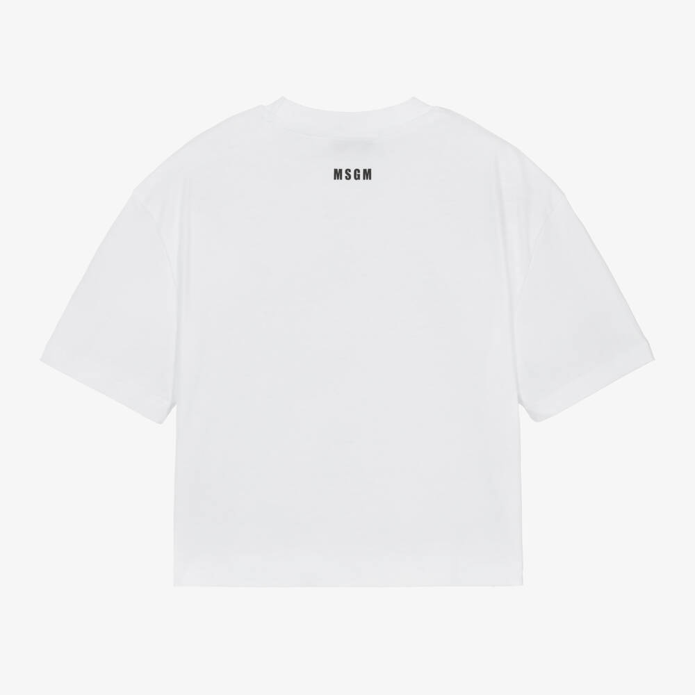 MSGM-Girls Sparkling Heart White Tee | Childrensalon Outlet