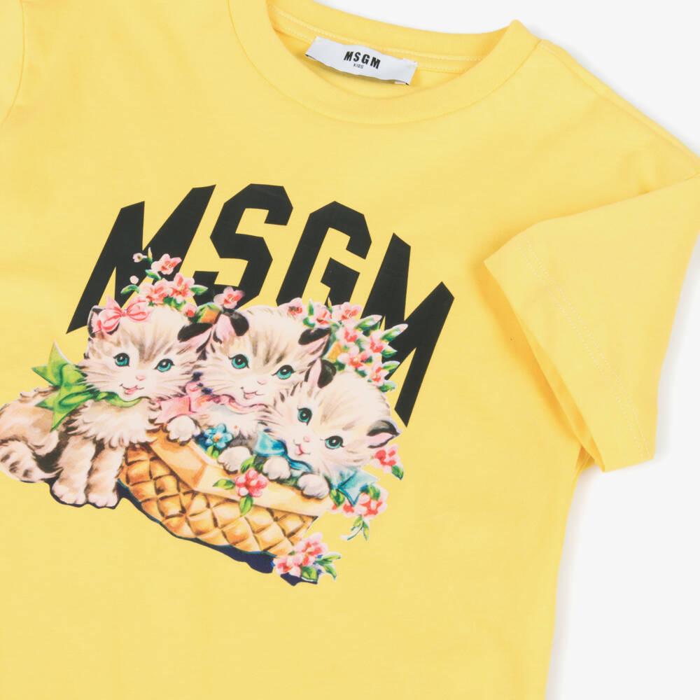 MSGM-Girls Sunny Kitten Tee | Childrensalon Outlet