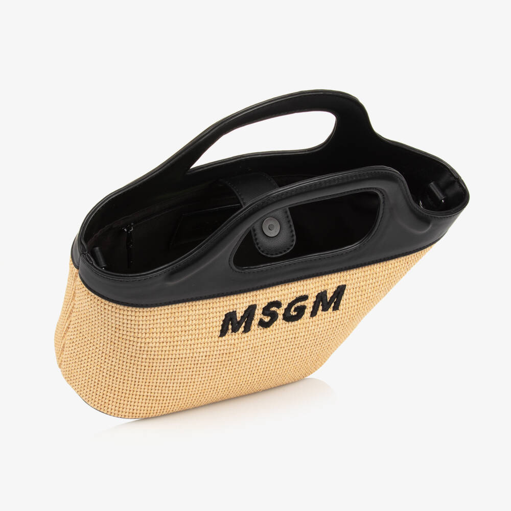 MSGM-Girls Tan Woven Tote Bag | Childrensalon Outlet