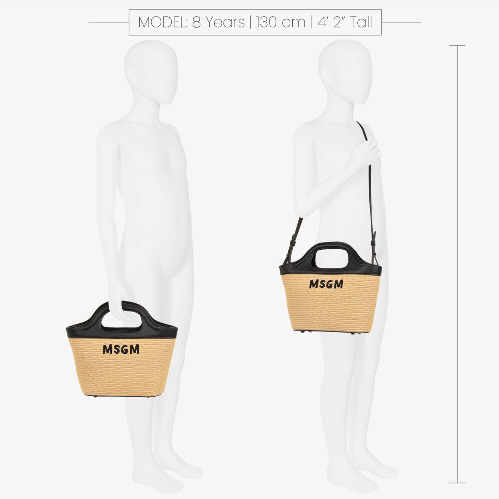 MSGM-Girls Tan Woven Tote Bag | Childrensalon Outlet