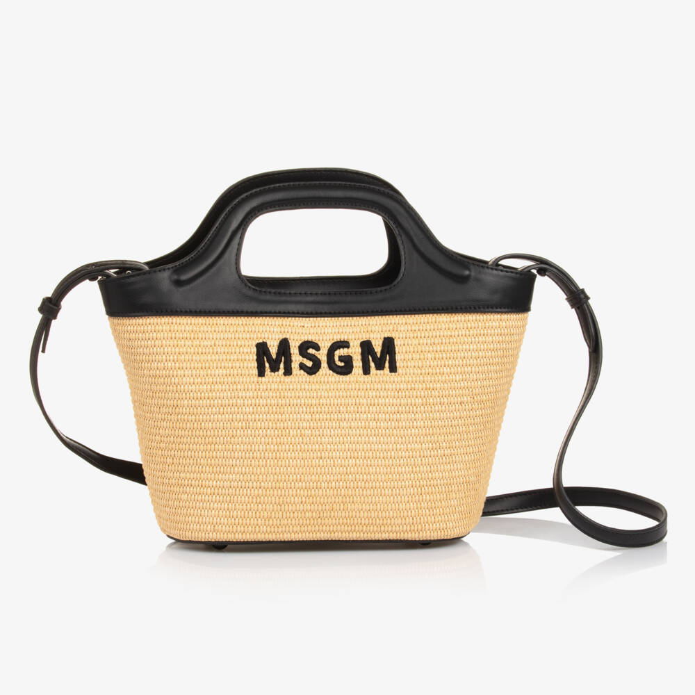 MSGM-Girls Tan Woven Tote Bag | Childrensalon Outlet