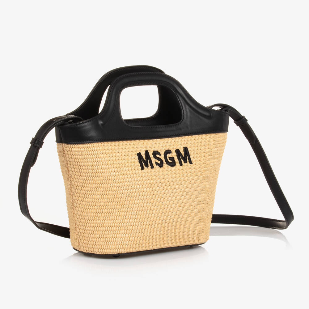 MSGM-Girls Tan Woven Tote Bag | Childrensalon Outlet