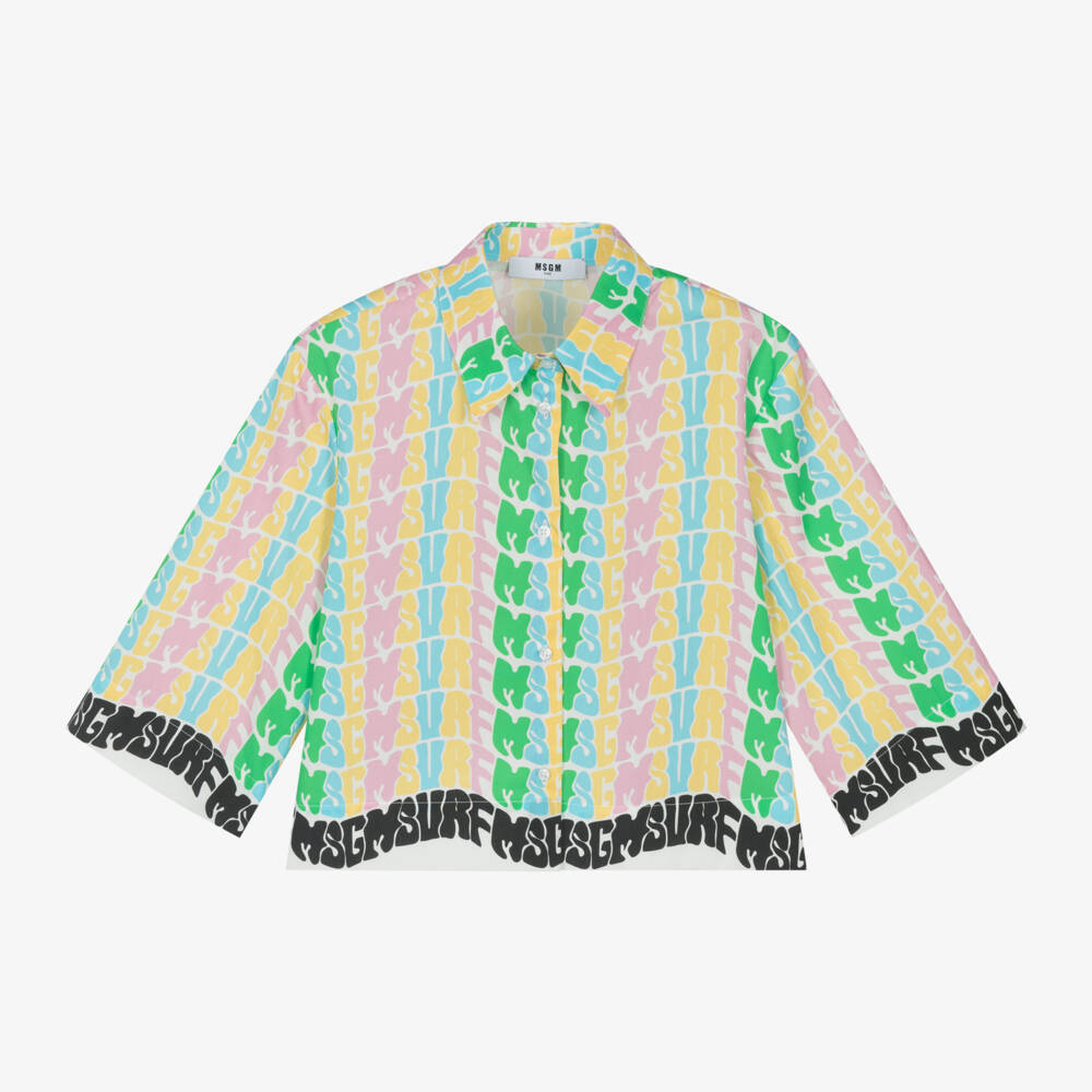MSGM-بلوزة قطنية زاهية للبنات بشعار | Childrensalon Outlet