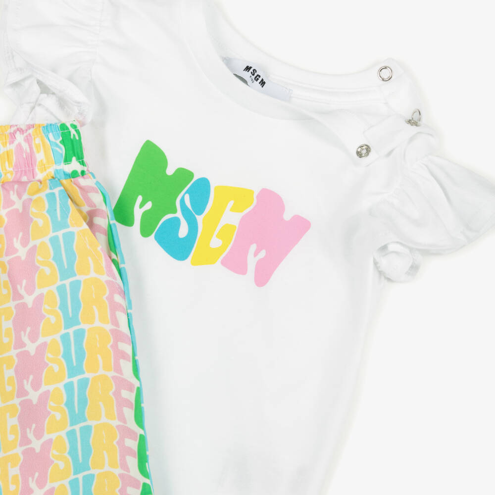 MSGM-Girls Vibrant Logo Cotton Ensemble | Childrensalon Outlet