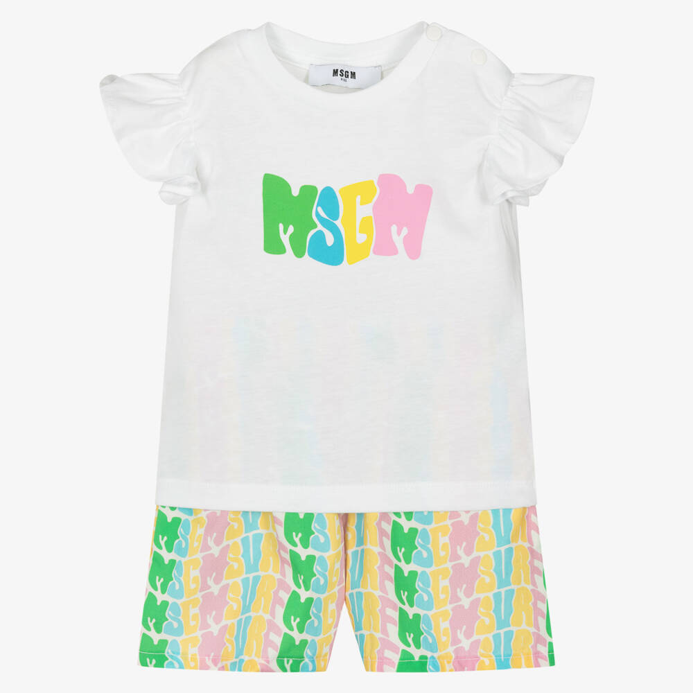 MSGM-Girls Vibrant Logo Cotton Ensemble | Childrensalon Outlet