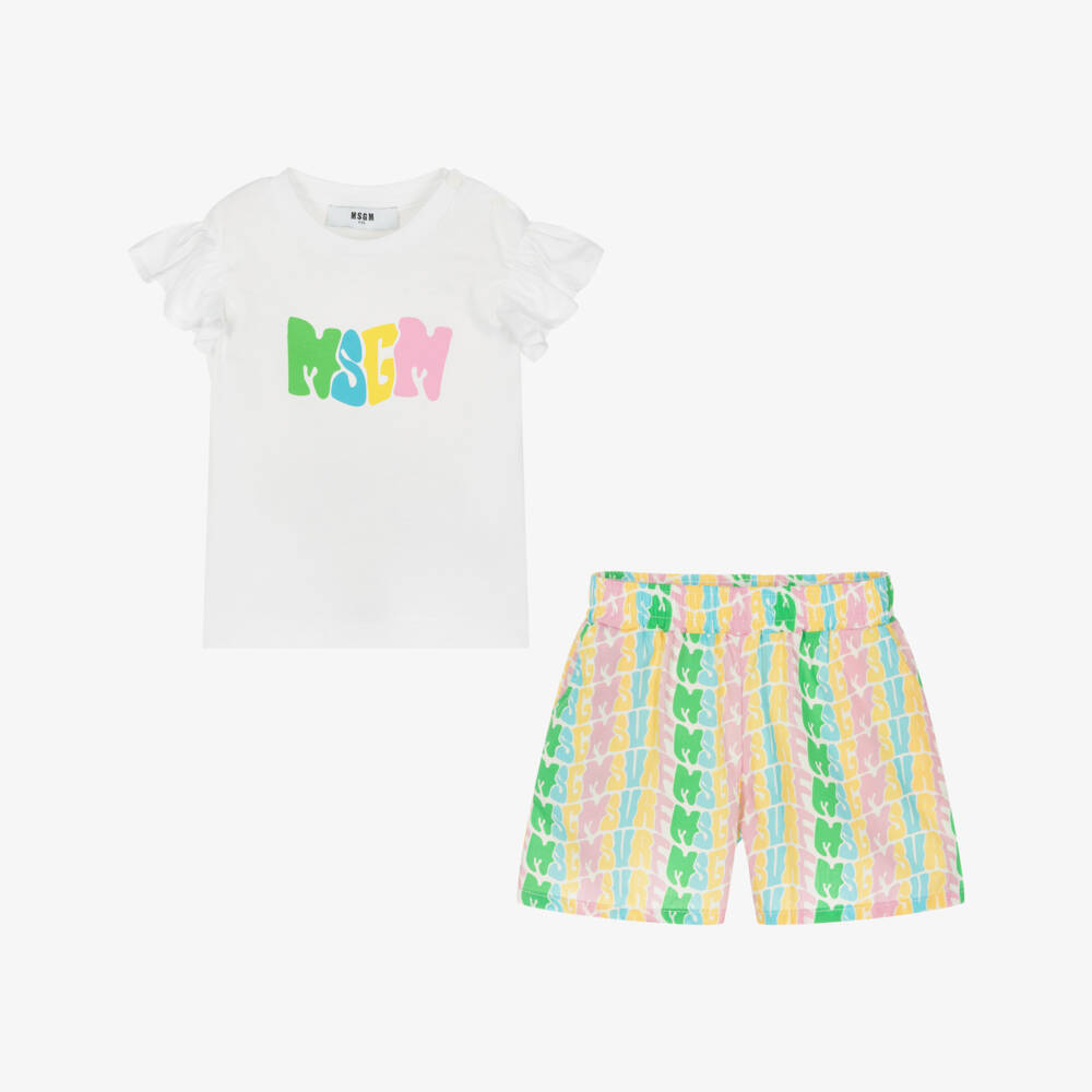 MSGM-Girls Vibrant Logo Cotton Ensemble | Childrensalon Outlet