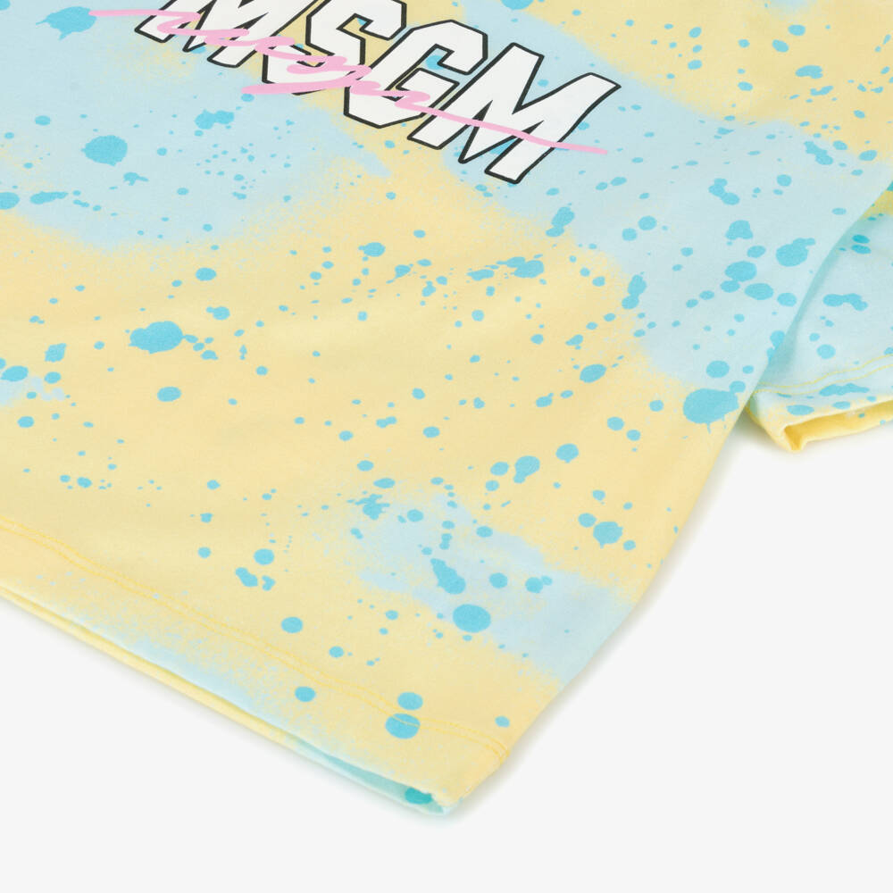 MSGM-Яркая хлопковая футболка с эффектом брызг для девочек | Childrensalon Outlet