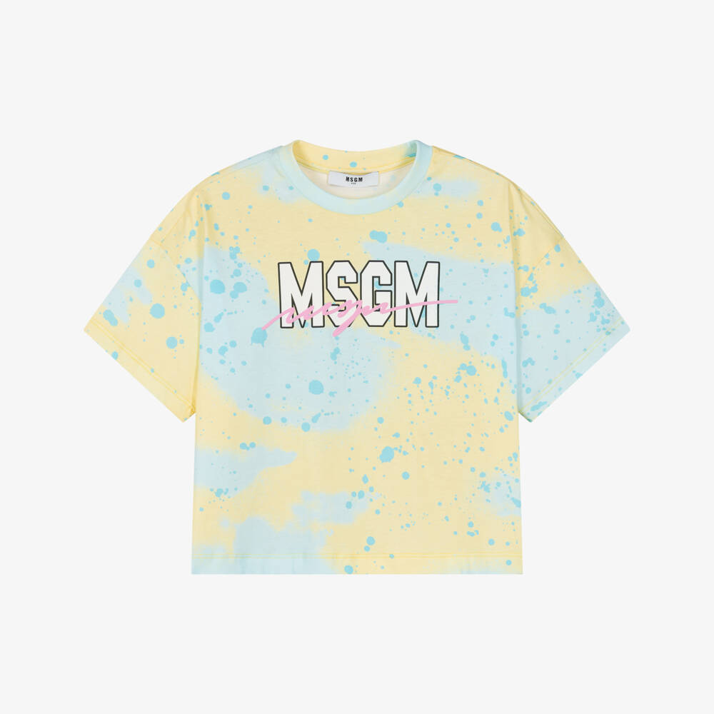 MSGM-تي شيرت قطنية للبنات بتصميم رشات ألوان زاهية | Childrensalon Outlet