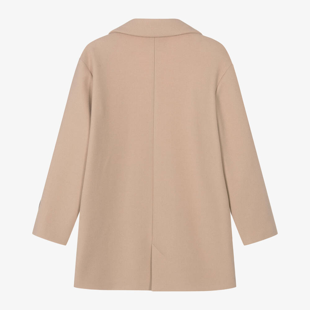 MSGM-Girls Viscose Blend Beige Coat | Childrensalon Outlet