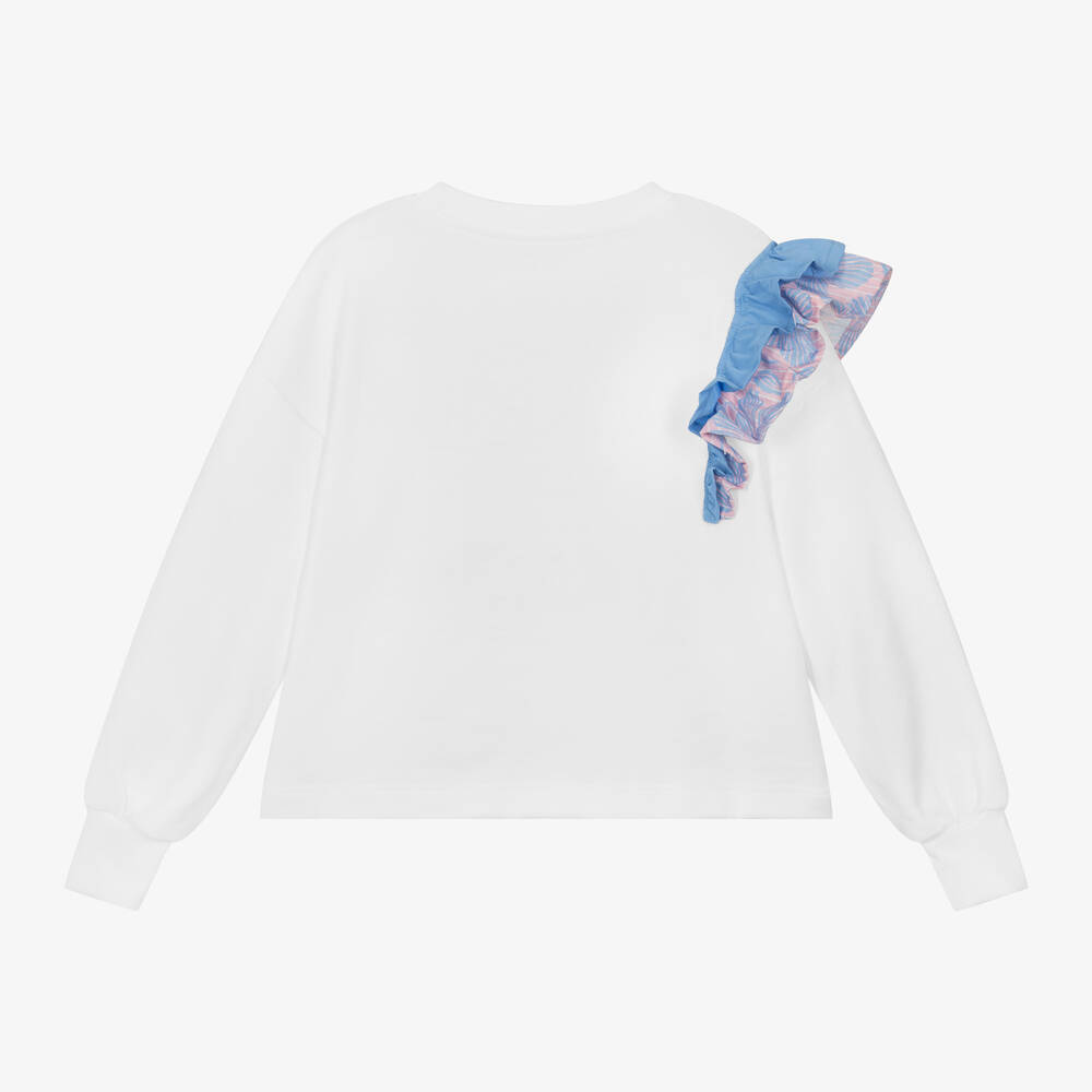 MSGM Girls White Cotton Frill Sweatshirt
