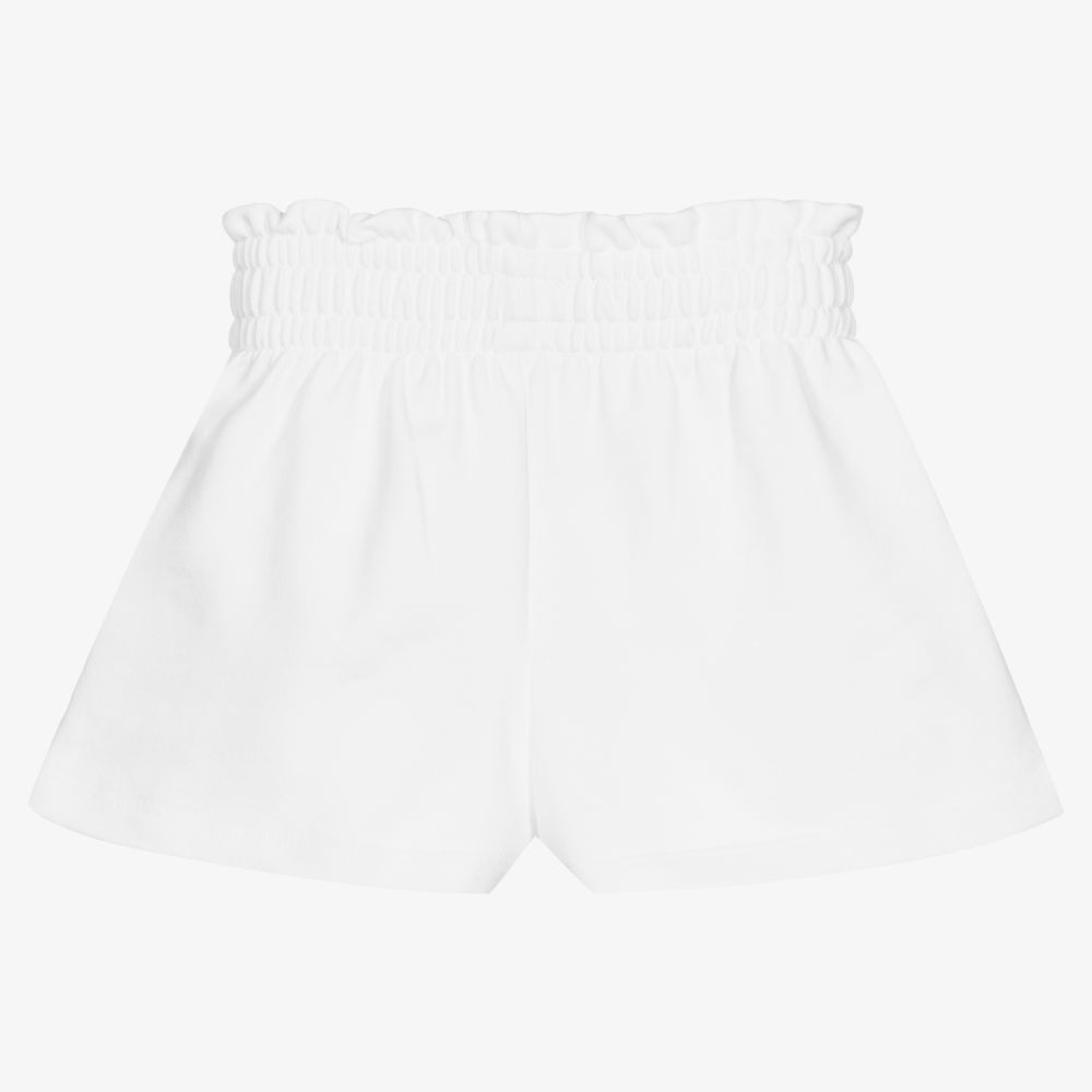 MSGM-Girls White Cotton Logo Shorts | Childrensalon Outlet