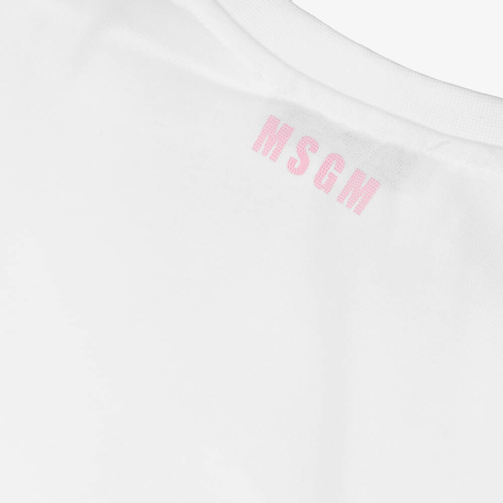 MSGM-Girls White Cotton & Tulle Dress | Childrensalon Outlet