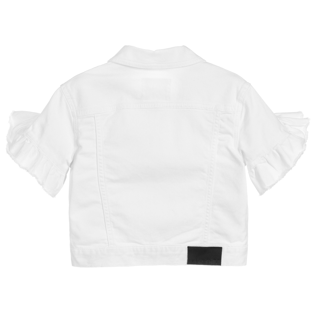 MSGM Girls White Denim Jacket Childrensalon Outlet
