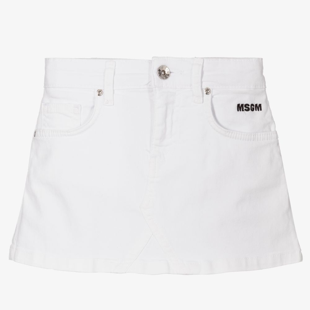 MSGM - Girls White Denim Skirt | Childrensalon