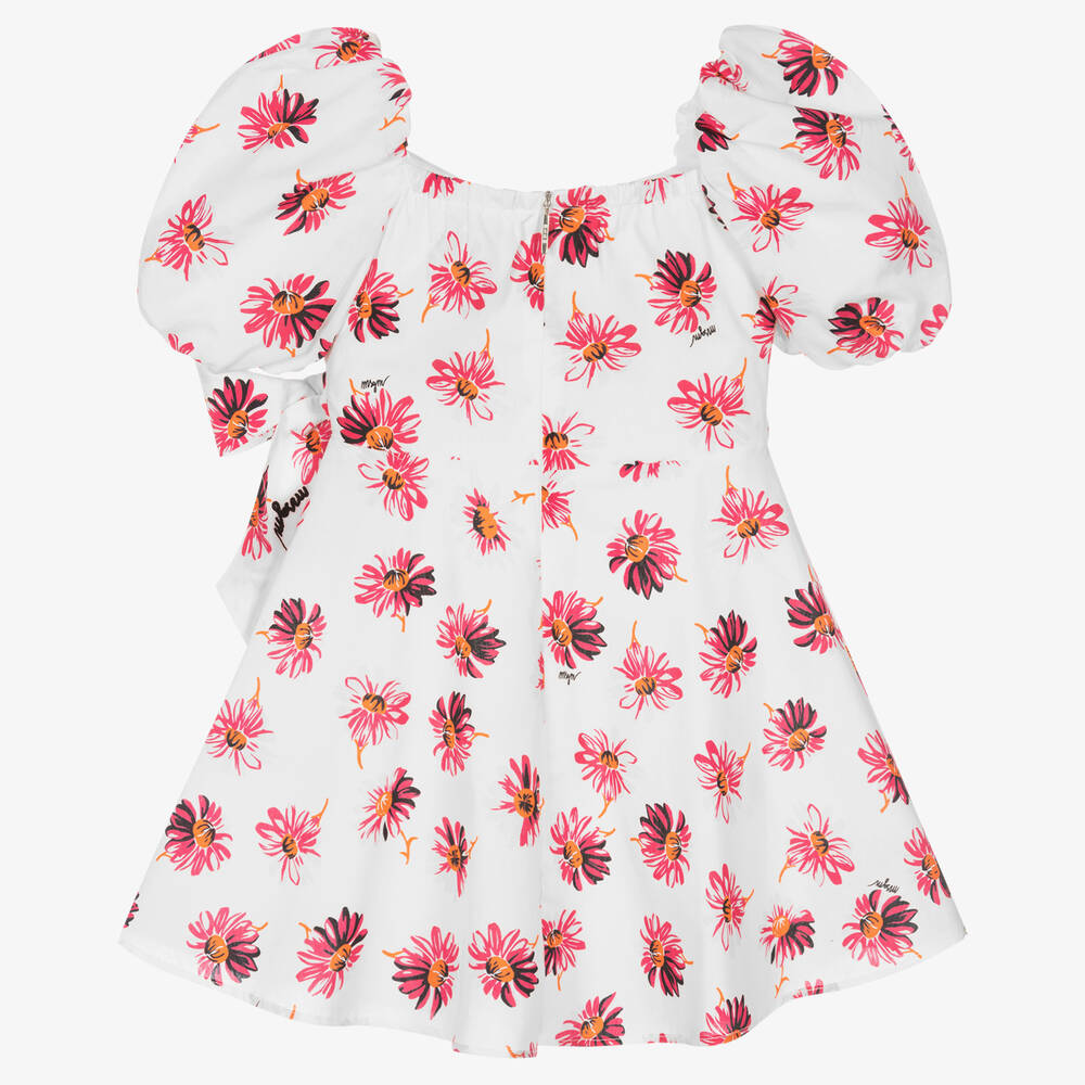 MSGM-Girls White & Pink Floral Dress | Childrensalon Outlet