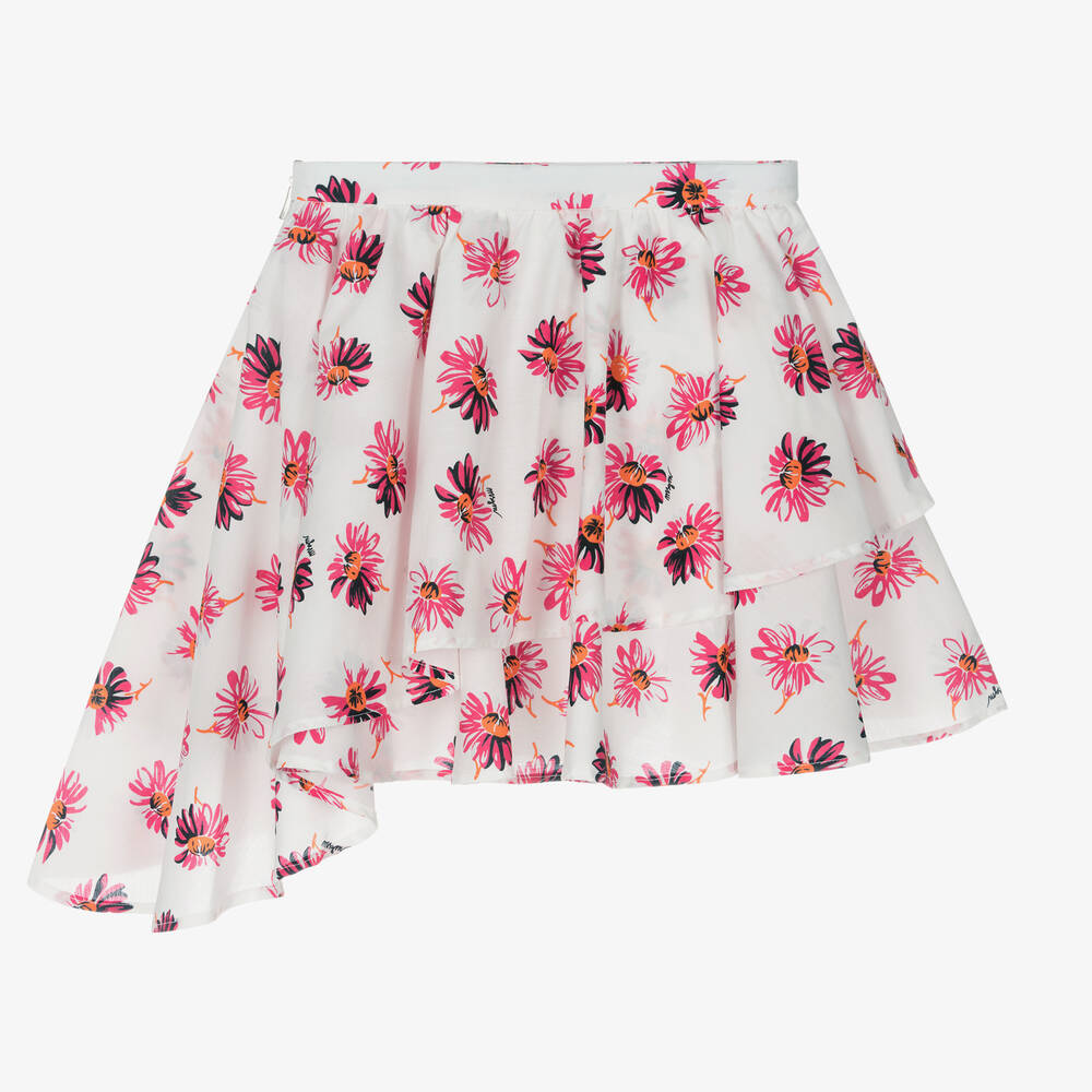 MSGM - Girls White & Pink Flower Skirt | Childrensalon Outlet MSGM - Girls White & Pink Flower Skirt | Childrensalon Outlet