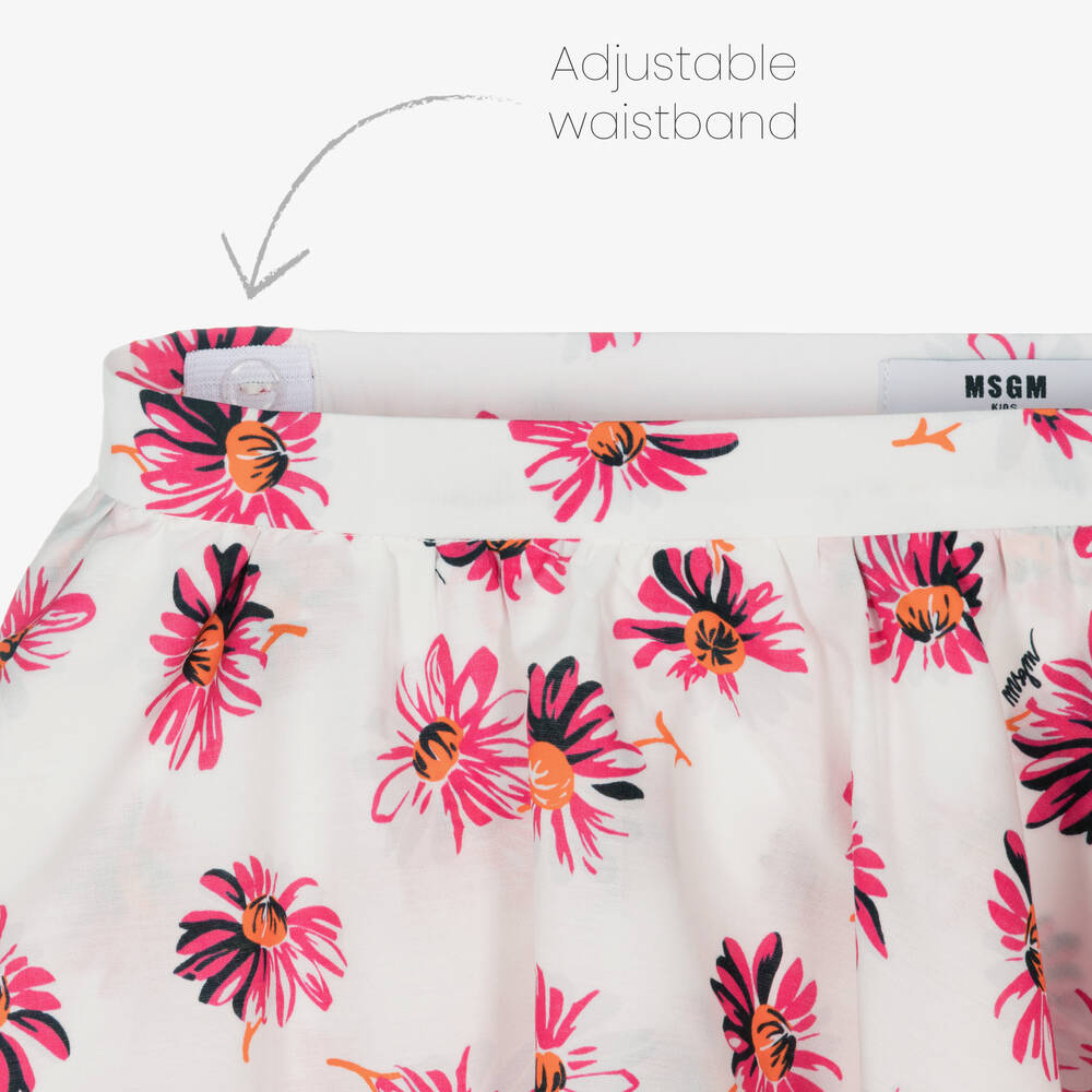 MSGM-Белая юбка с розовыми цветами | Childrensalon Outlet