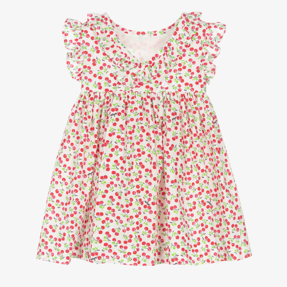 MSGM-Girls White & Red Cherry Print Dress | Childrensalon Outlet