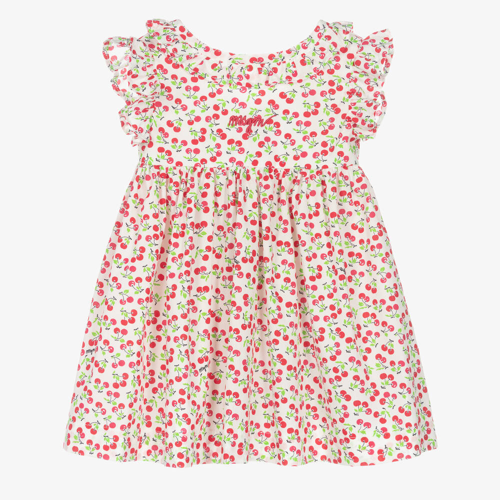 MSGM - Robe blanche et rouge à cerises | Childrensalon