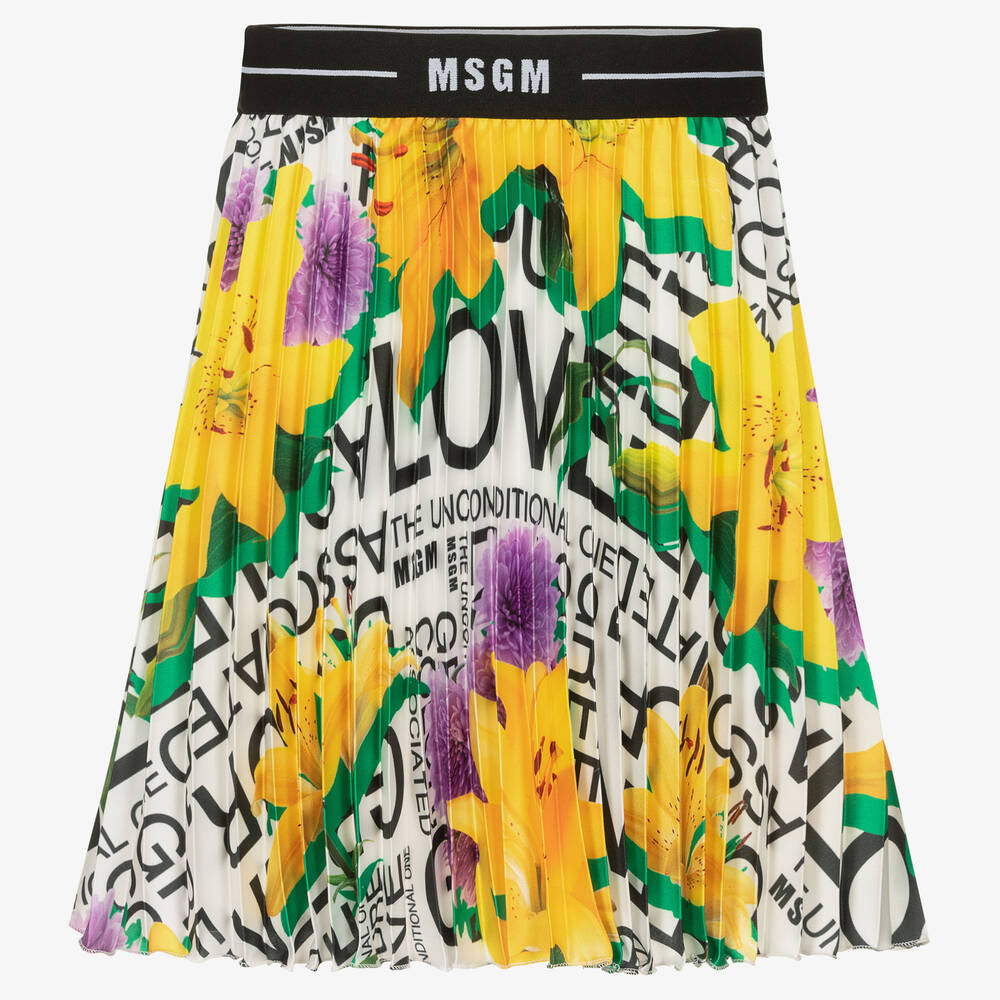 MSGM - Gelber Rock mit Blumen-Print (M) | Childrensalon