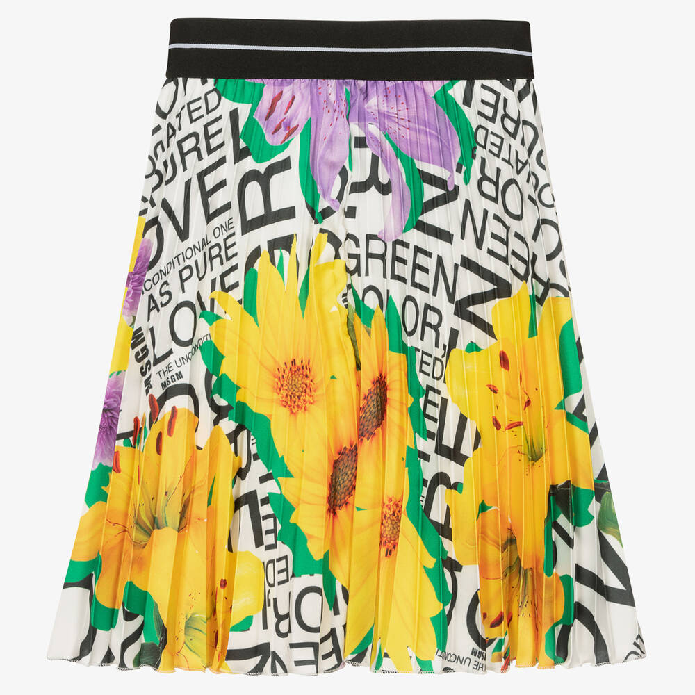 MSGM-Girls Yellow Floral Skirt | Childrensalon Outlet