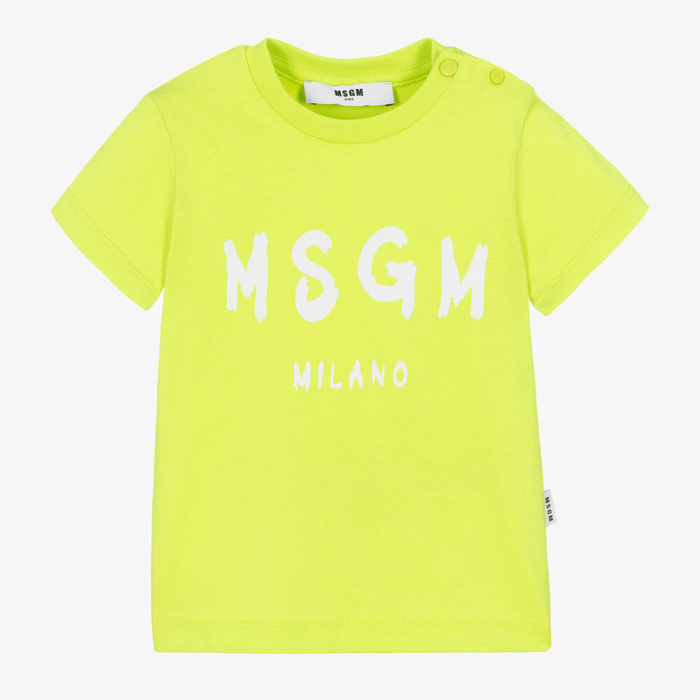 MSGM - T-Shirt in Grün und Weiß | Childrensalon