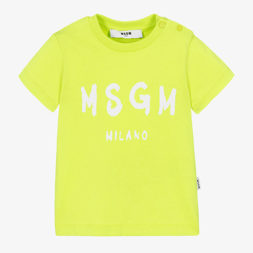 MSGM-Зеленая футболка с белым логотипом | Childrensalon Outlet