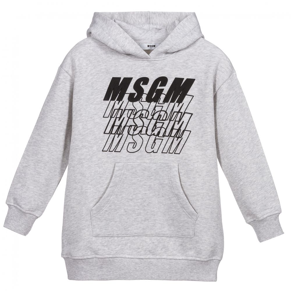 MSGM - Grey Hooded Sweatshirt Dress | Childrensalon